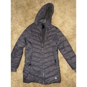 Spyder Down Knee Length Puffer Coat Full Zip Children Girls Medium (7/8) Grey